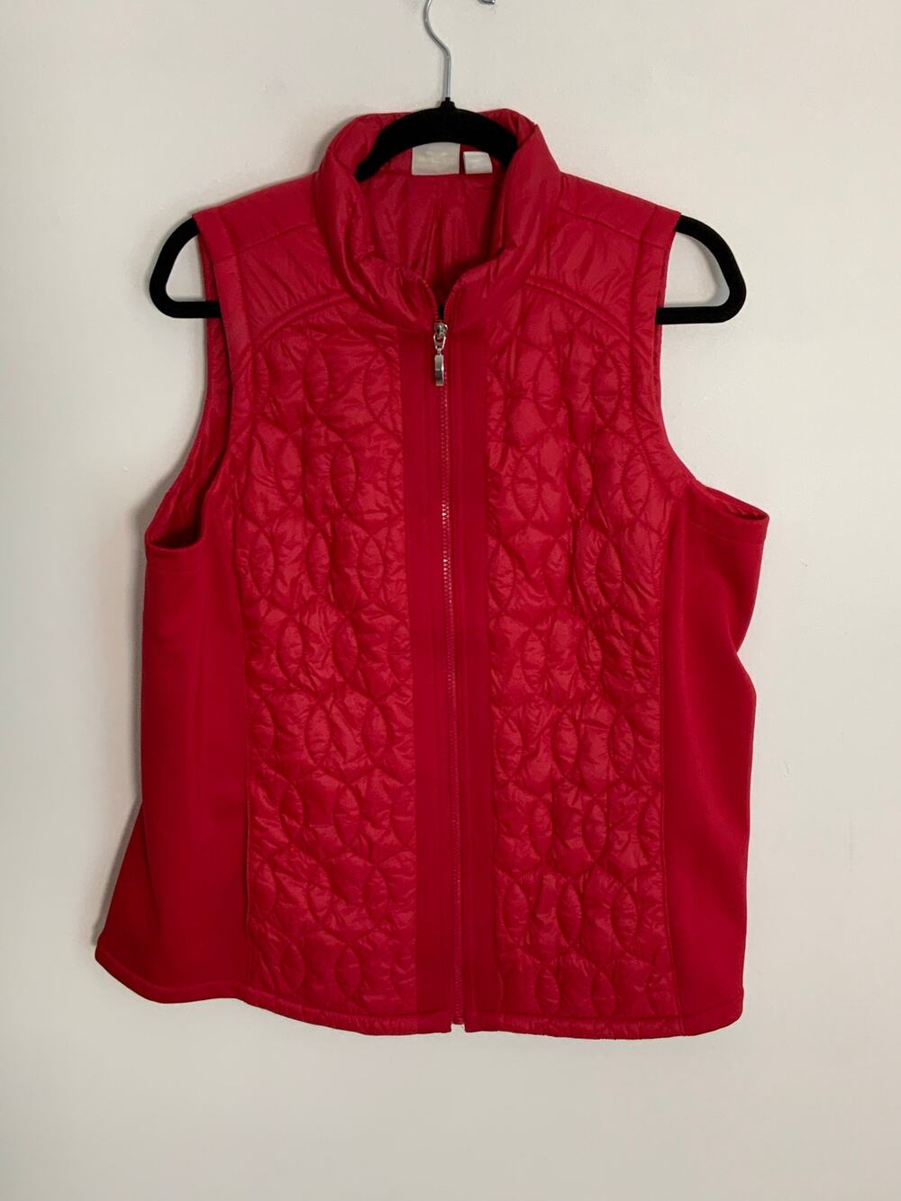 Weekends‎ by Chico's Red Diamond Quilted Zip Front Vest Plus Size 3 XL 16